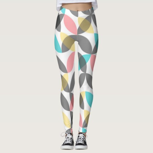 Colorful modern cheerful circular geometric leggings