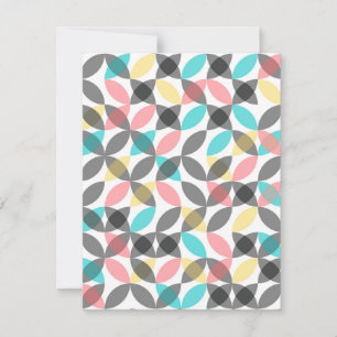 Colorful, modern, cheerful circular geometric note card
