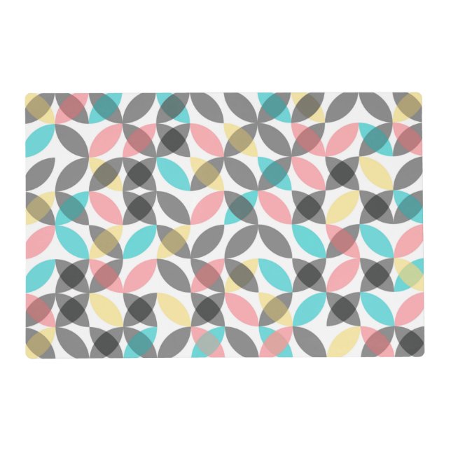 Colorful, modern, cheerful circular geometric placemat (Back)
