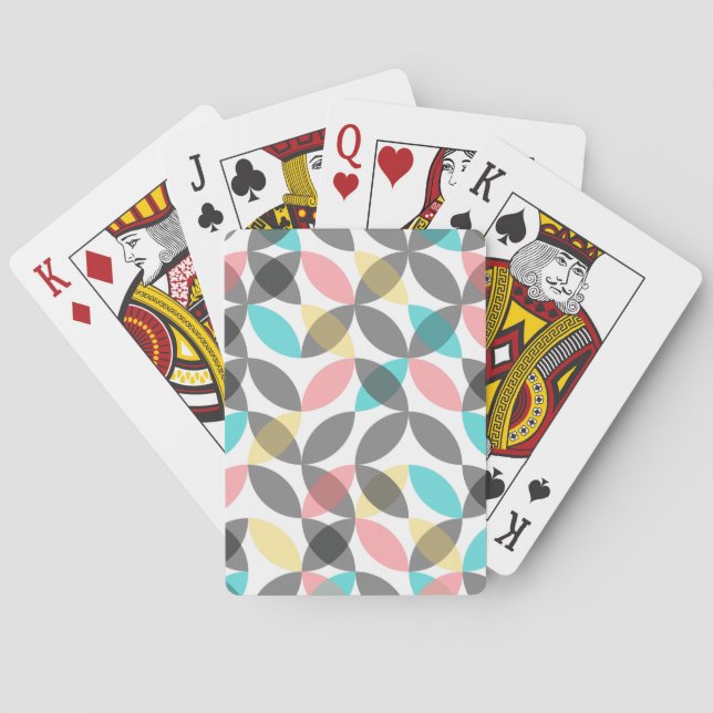 Colorful, modern, cheerful circular geometric poker cards (Back)