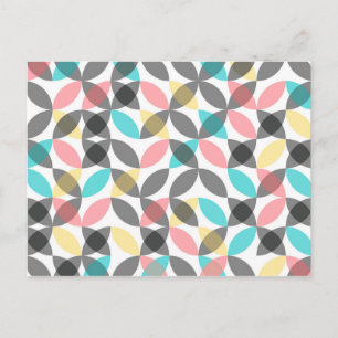 Colorful, modern, cheerful circular geometric postcard