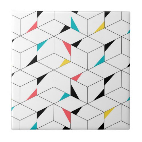 Colorful modern cheerful trendy happy cubes ceramic tile