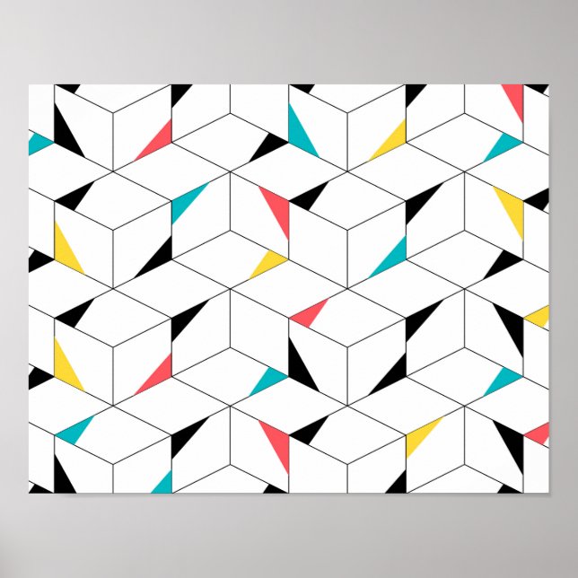 Colorful, modern, cheerful, trendy happy cubes poster (Front)