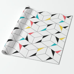 Colorful, modern, cheerful, trendy happy cubes wrapping paper