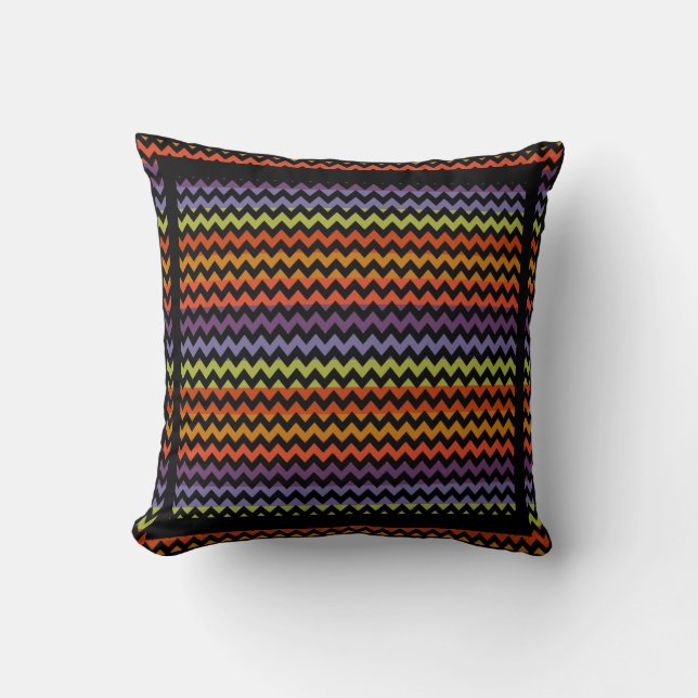 Colorful Modern Chevron Zigzag Throw Pillow (Front)