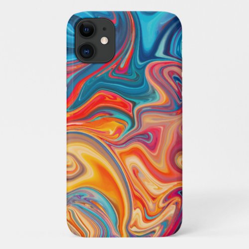 Colorful Modern Chic Girly Liquid Marble iPhone 11 Case