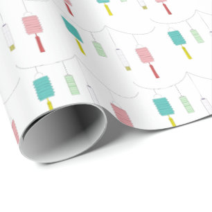 Colorful Modern Chinese Lantern Minimalist Pattern Wrapping Paper