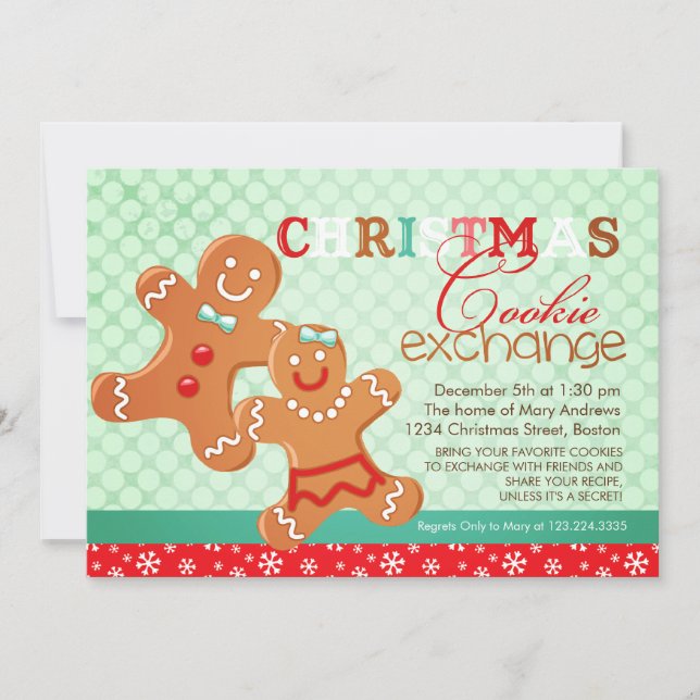 Colorful Modern Christmas Cookie Exchange Swap Invitation (Front)