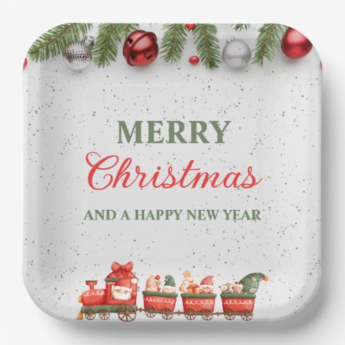 Colorful Modern Christmas Day 9Square Paper Plate