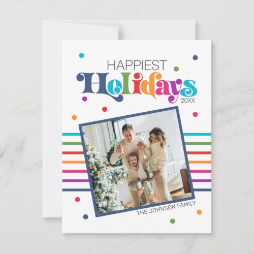 Colorful Modern Christmas Family Photo Holiday Card