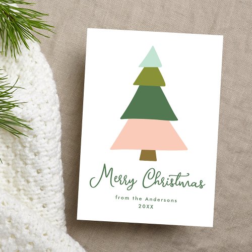 Colorful Modern Christmas Tree Non_Photo Holiday Card