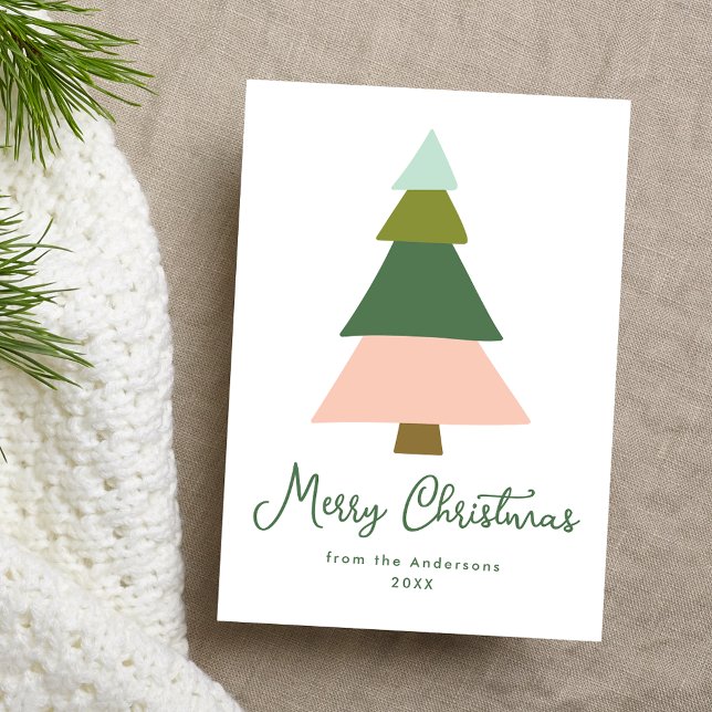 Colorful Modern Christmas Tree Non-Photo Holiday Card (Creator Uploaded)