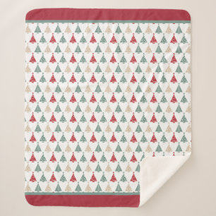 Colorful Modern Christmas Tree Pattern Sherpa Blanket