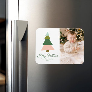 Colorful Modern Christmas Tree Photo Magnet