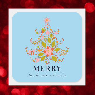 Colorful Modern Christmas Tree Square Sticker