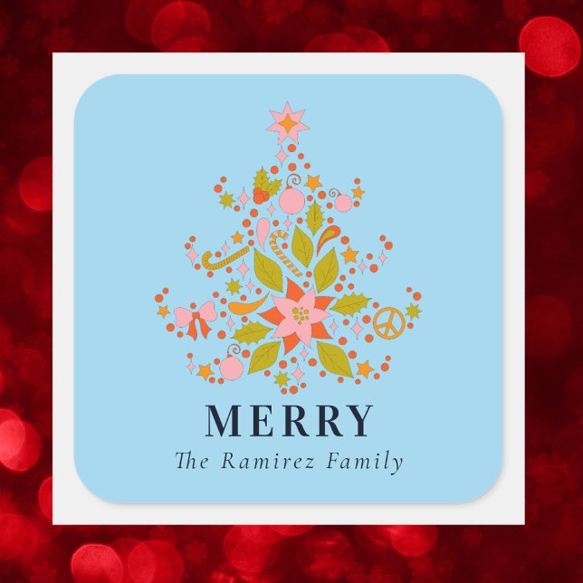 Colorful Modern Christmas Tree Square Sticker (Creator Uploaded)