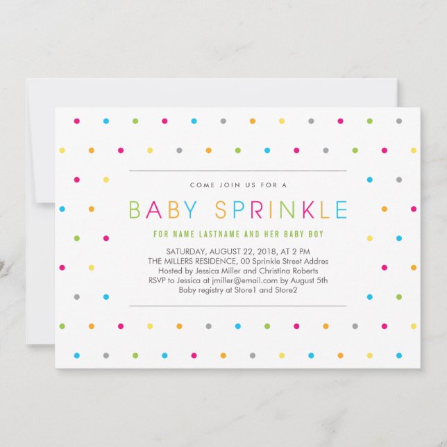 Colorful Modern Clean Neutral Baby Sprinkle Invite (Front)