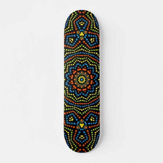 Colorful Modern Cool & Trendy Dot Art Skateboard (Front)