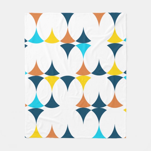 Colorful, modern, cool, trendy geometric shapes fleece blanket (Front)
