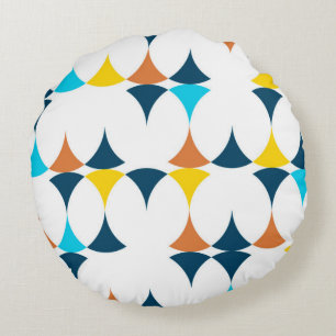 Colorful, modern, cool, trendy geometric shapes round pillow