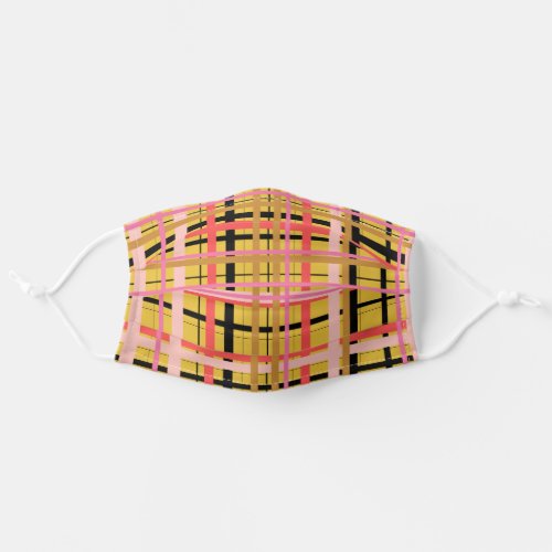 Colorful Modern Cozy Plaid Pattern in Yellow Adult Cloth Face Mask