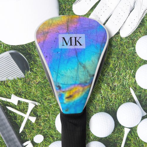 Colorful Modern Crystal Stone Initial Monogram Golf Head Cover
