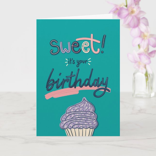 Colorful Modern Cupcake Birthday Card (Orchid)