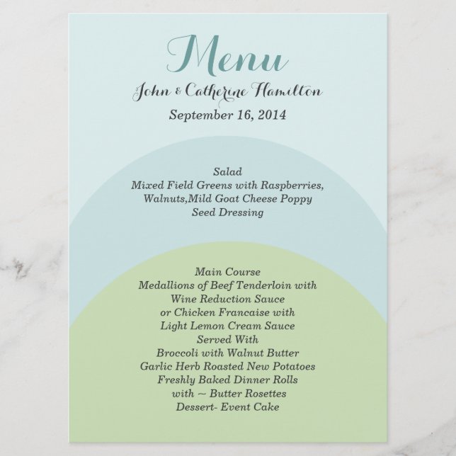 Colorful Modern Custom Wedding Menu (Front)