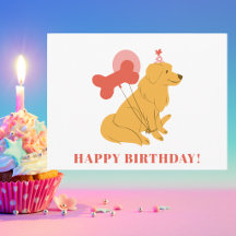Colorful Modern Cute Dog Fun Happy Birthday