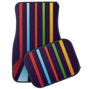 Colorful Modern Cute Stripes Pattern Car Car Floor Mat