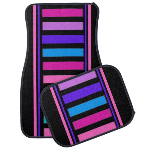 Colorful Modern Cute Stripes Pattern          Car Car Floor Mat