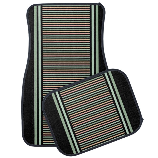 Colorful Modern Cute Stripes Pattern          Car Floor Mat (Set)