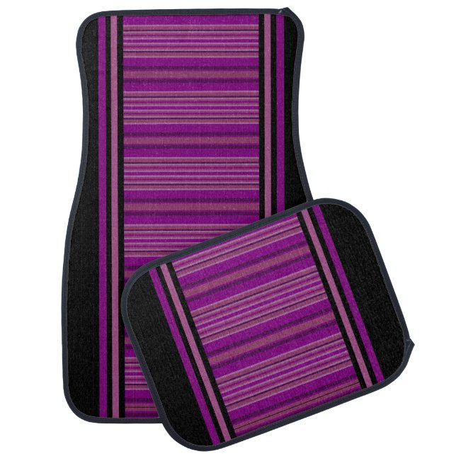 Colorful Modern Cute Stripes Pattern          Car Floor Mat (Set)