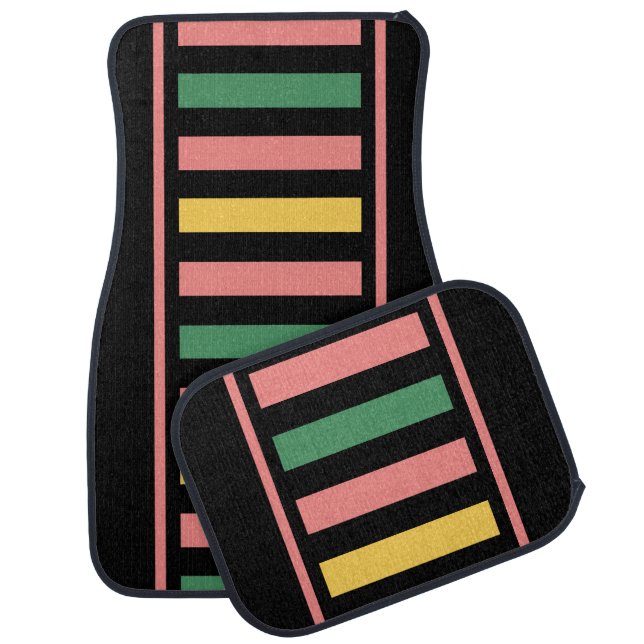 Colorful Modern Cute Stripes Pattern          Car Floor Mat (Set)