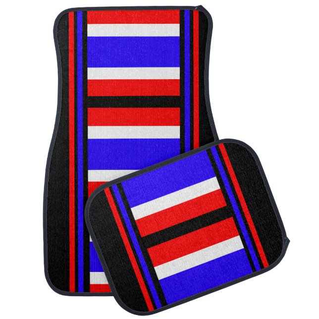 Colorful Modern Cute Stripes Pattern          Car Floor Mat (Set)