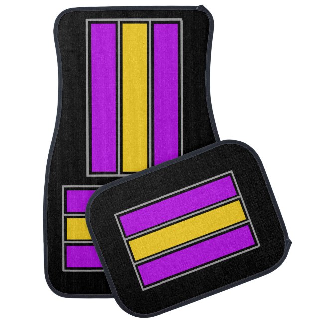 Colorful Modern Cute Stripes Pattern          Car Floor Mat (Set)