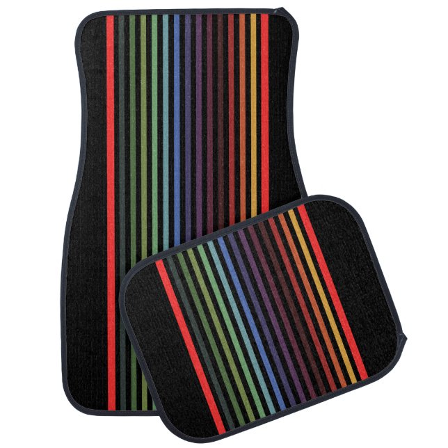 Colorful Modern Cute Stripes Pattern          Car Floor Mat (Set)