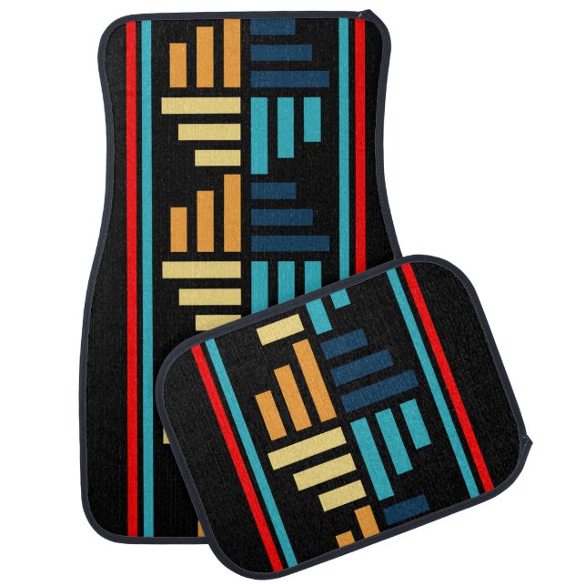 Colorful Modern Cute Stripes Pattern          Car Floor Mat (Set)