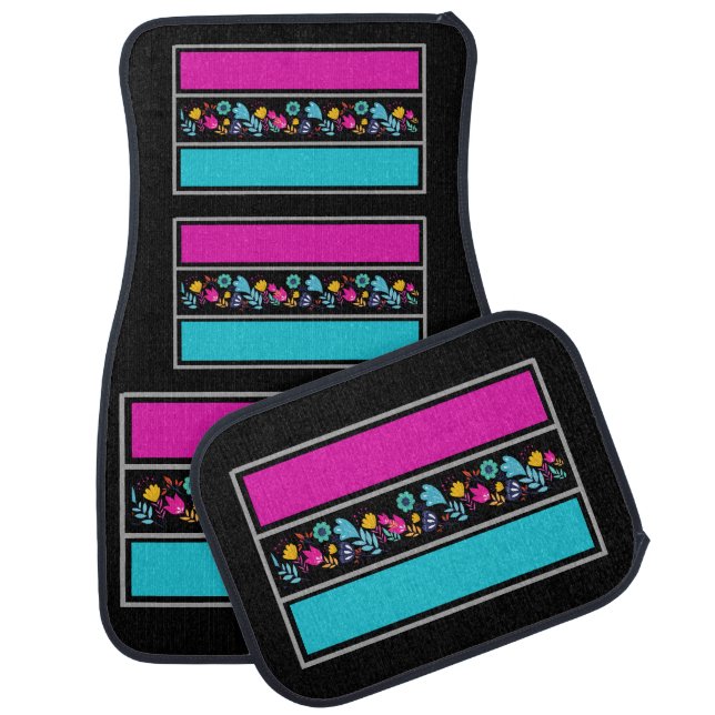 Colorful Modern Cute Stripes Pattern          Car Floor Mat (Set)