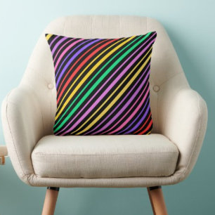 Colorful Modern Cute Stripes Pattern Throw Pillow