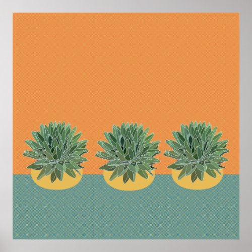 Colorful Modern Desert Succulents Downloadable Poster