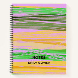 Colorful Modern Design Pink Green Yellow Custom Notebook