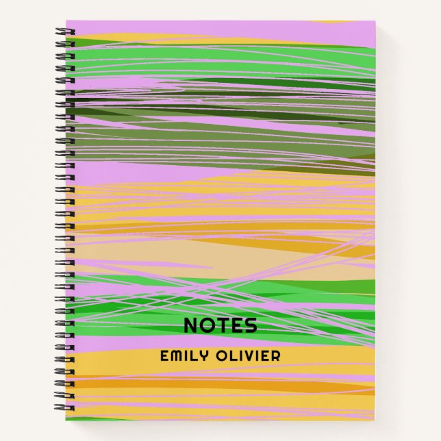 Colorful Modern Design Pink Green Yellow Custom Notebook (Front)