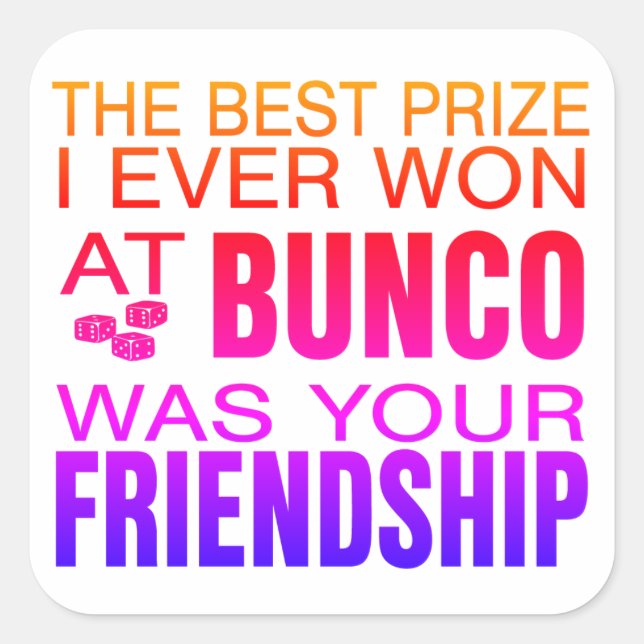 Colorful Modern Dice Bunco Square Sticker (Front)