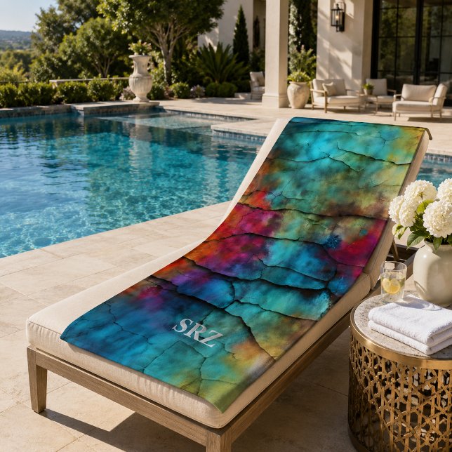 Colorful Modern Distressed Abstract Monogram Beach Towel (Creator Uploaded)