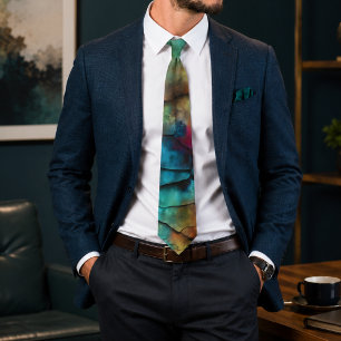 Colorful Modern Distressed Abstract Neck Tie