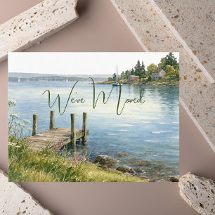 Colorful Modern Elegant New Address Moving Coastal Postcard