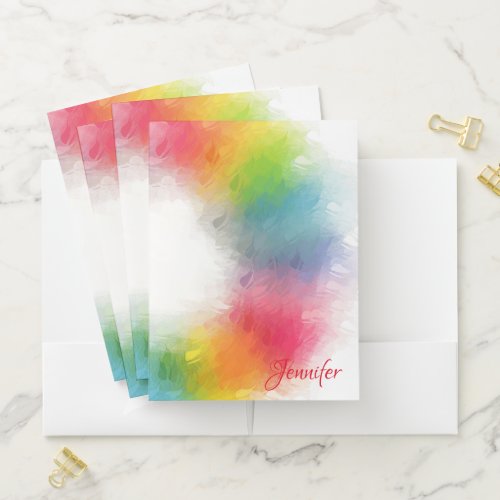 Colorful Modern Elegant Rainbow Colors Template Pocket Folder