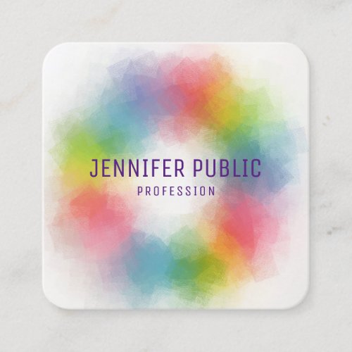 Colorful Modern Elegant Template Professional Square Business Card