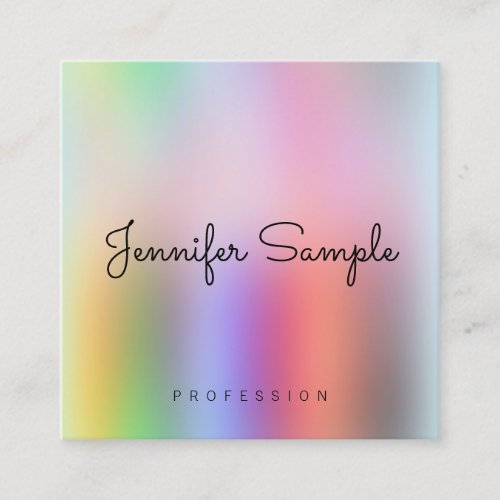 Colorful Modern Elegant Template Typography Script Square Business Card